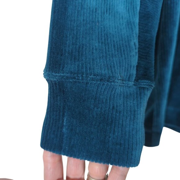 Soft Surroundings Women M Blue Tunic Top Velour Corduroy Button Back Long Sleeve - Picture 4 of 12